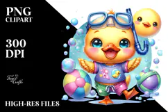 Colorful Baby Duck in Bath PNG Product Image 2