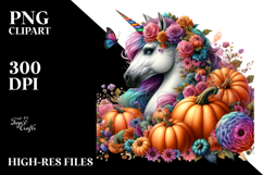 Vibrant Unicorn Drawing with Pumpkin Product Image 2