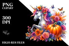 Vibrant Unicorn Drawing with Pumpkin Product Image 2