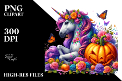 Vibrant Unicorn Drawing with Pumpkin Product Image 2