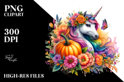 Vibrant Unicorn Drawing with Pumpkin Product Image 2