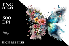 Grungy Butterfly Made of Spring Flowers PNG Product Image 2