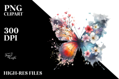 Grungy Butterfly Made of Spring Flowers PNG Product Image 2