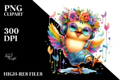 Vibrant Chicken in Watercolor, High-Res PNG Product Image 2