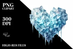 Icy Ice Heart, Watercolor PNG Product Image 2
