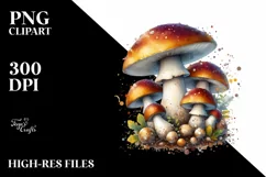 Shiny Mushroom Watercolor Splash PNG Product Image 1