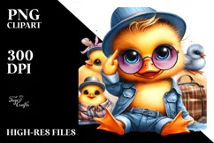 Crazy Cute Baby Duck Watercolor PNG Product Image 2