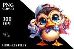 Crazy Cute Baby Duck Watercolor PNG Product Image 2