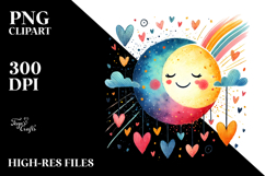 Hanging Hearts on Half Moon, PNG Product Image 2