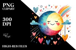 Scribbled Half Moon with Hearts, Transparent PNG Product Image 2