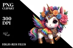 colorful Baby Unicorn in Hambo Dancer Attire Product Image 1
