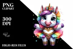 colorful Baby Unicorn in Hambo Dancer Attire Product Image 1