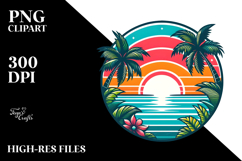 Retro Tropical Rainbow Sunset PNG Product Image 2