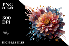 Abstract Zinnia with Golden Insertions PNG Product Image 2