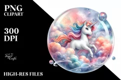 Cute Unicorn Twirling in a Bubble | Clipart Product Image 1
