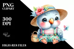 Colorful Baby Parrot Dressed for Summer Clipart Product Image 3