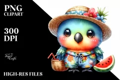 Colorful Baby Parrot Dressed for Summer Clipart Product Image 3
