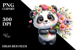Cute Baby Panda with Big Eyes and Bouquet Product Image 2