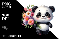 Cute Baby Panda with Big Eyes and Bouquet Product Image 2