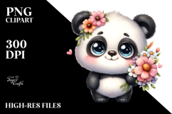 Cute Baby Panda with Big Eyes and Bouquet Product Image 2