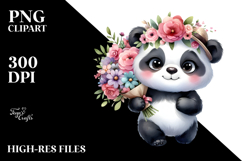 Cute Baby Panda with Big Eyes and Bouquet Product Image 2