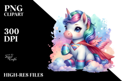 colorful Baby Unicorn in Superhero Cape Product Image 2