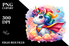 colorful Baby Unicorn in Superhero Cape Product Image 2
