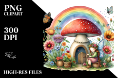 Illustration of Fairy House Made of Mushroom Product Image 2