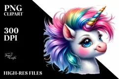 Vibrant Cute Unicorn Clipart PNG Product Image 3