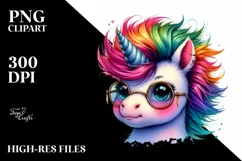 Vibrant Cute Unicorn Clipart PNG Product Image 1