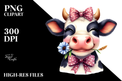 Funny Cow with Bow and Tie, Happy PNG Product Image 2