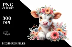 Cute Baby Cow Flowers | Sublimation | Clipart Product Image 3
