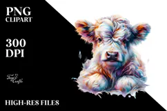 colorful Baby Highland Cow with Flower Product Image 2