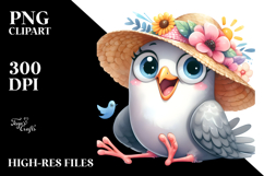 Excited Dove with Sun Hat, PNG Product Image 2