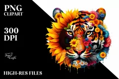 tiger made of flowers PNG Product Image 3