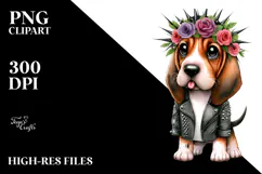 Watercolor Baby Bloodhound Big Eyes as a Punk Singer Product Image 2
