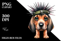 Watercolor Baby Bloodhound Big Eyes as a Punk Singer Product Image 2