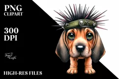 Watercolor Baby Bloodhound Big Eyes as a Punk Singer Product Image 1