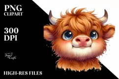 Happy Highland Cow, High-Quality PNG Product Image 3