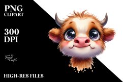 Happy Highland Cow, High-Quality PNG Product Image 1