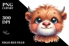 Happy Highland Cow, High-Quality PNG Product Image 1