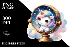 Cute Baby Unicorn with Celestial Observatory Clipart Product Image 2