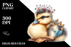 Adorned Baby Duck Digital Watercolor PNG Product Image 2