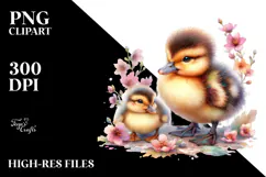 Adorned Baby Duck Digital Watercolor PNG Product Image 2