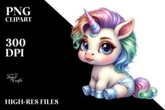 Baby Unicorn Posing as Johnny Bravo | Sublimation | Clipart Product Image 1