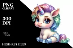 Baby Unicorn Posing as Johnny Bravo | Sublimation | Clipart Product Image 1