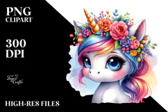 Cute Unicorn with Cool Haircut PNG Product Image 2