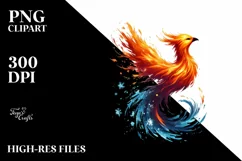 Simple Paint Brush Style Phoenix Bird Made of Fire and Ice Product Image 2