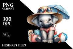 Digital Watercolor Baby Elephant PNG Product Image 2