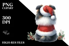 Shetland Sheepdog with Santa Hat PNG Product Image 3